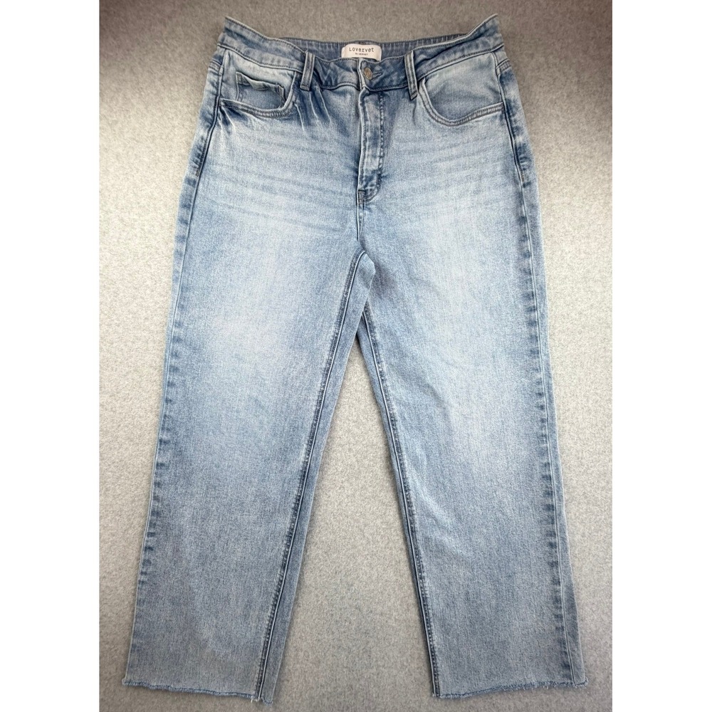 Lovervet by Vervet Light Wash Wide Leg Raw Hem Jeans Size 32/15